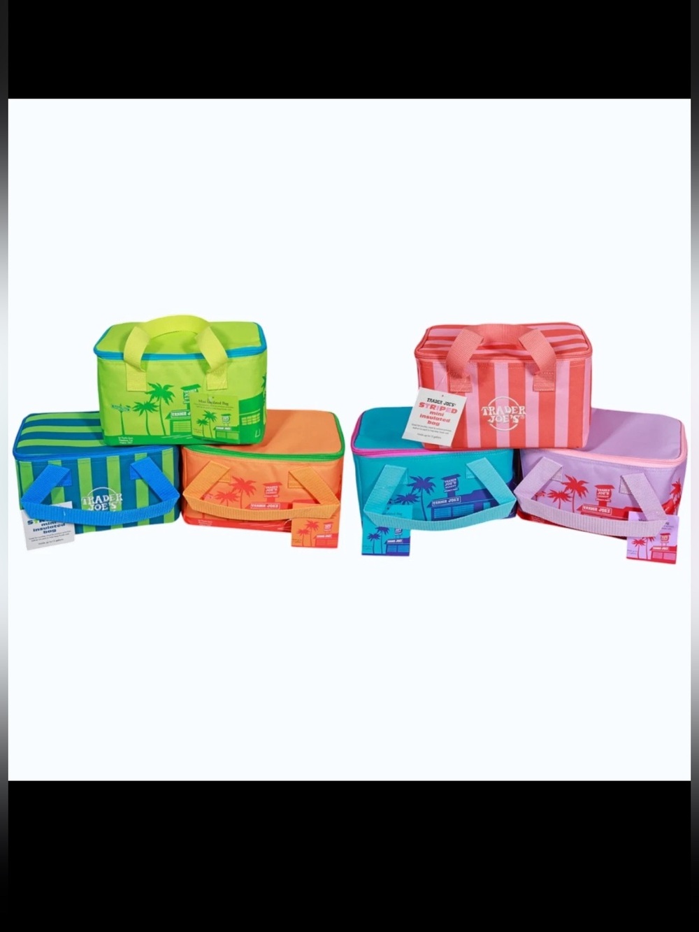 Trader Joe's Mini  Tote - sold sep Turquoise, Green, Purple, Pink, Peach, Blue,